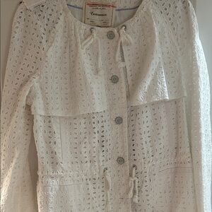 Anthropologie White Eyelet Jacket